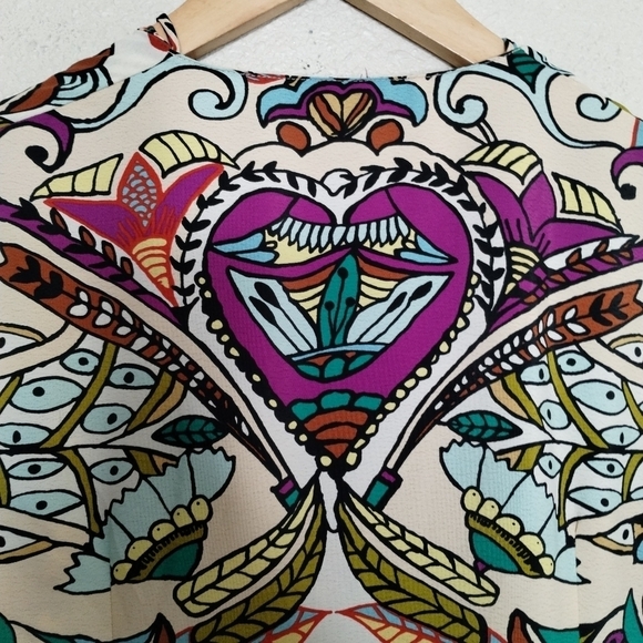 Zara Cream and Purple Resort Midi Dress with Bell Sleeves - Picture 5 of 6